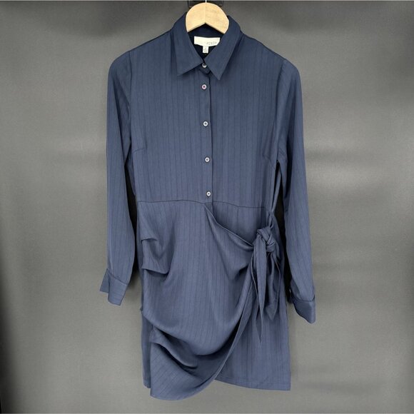 NWT Pinch Women's Button-Up Wrap Shirt Dress S Navy Blue Professional Officewear - Picture 1 of 10